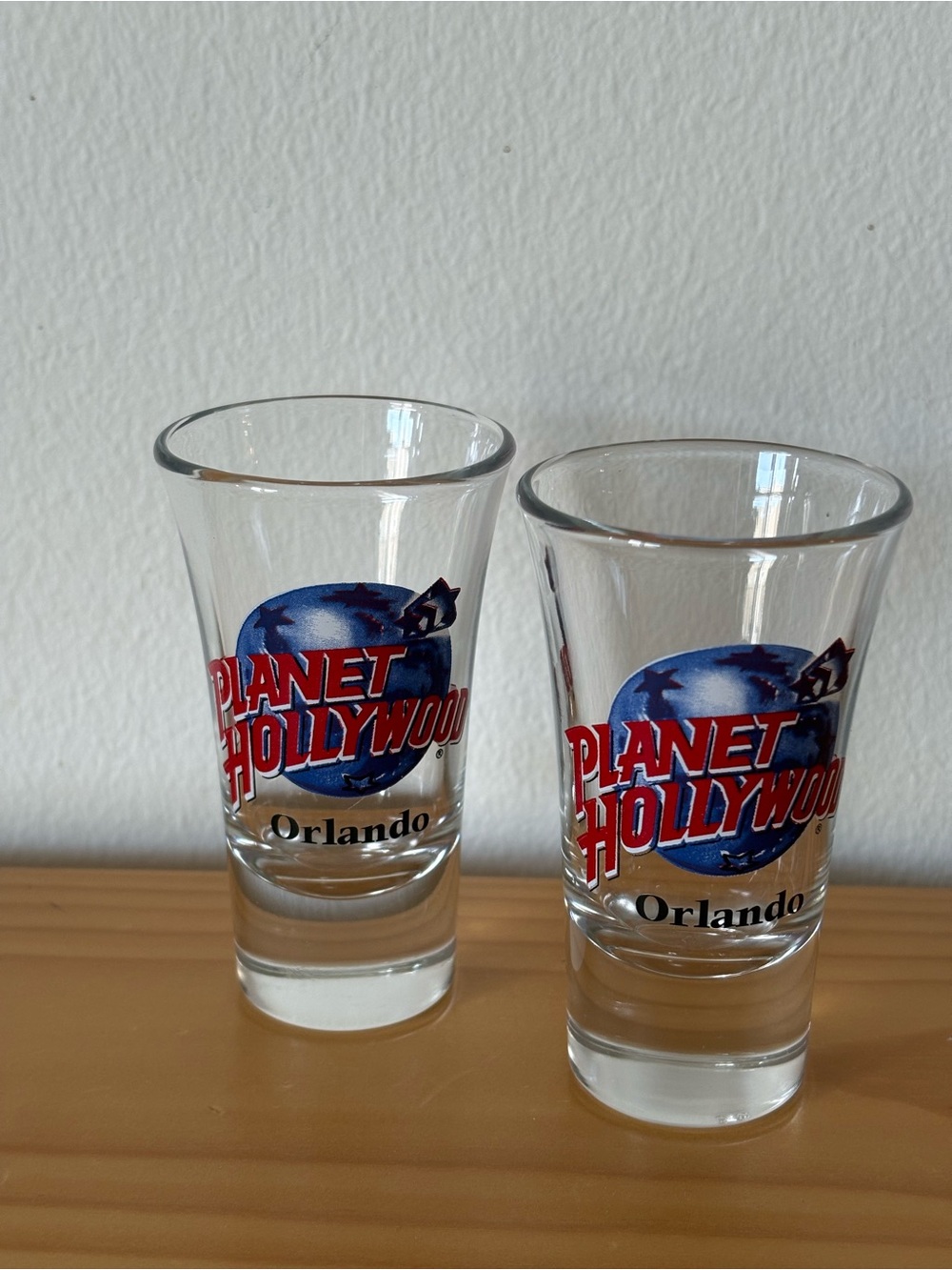 Vintage Planet Hollywood Orlando Shot Glasses - Set of 2 Tall Shooter Glasses